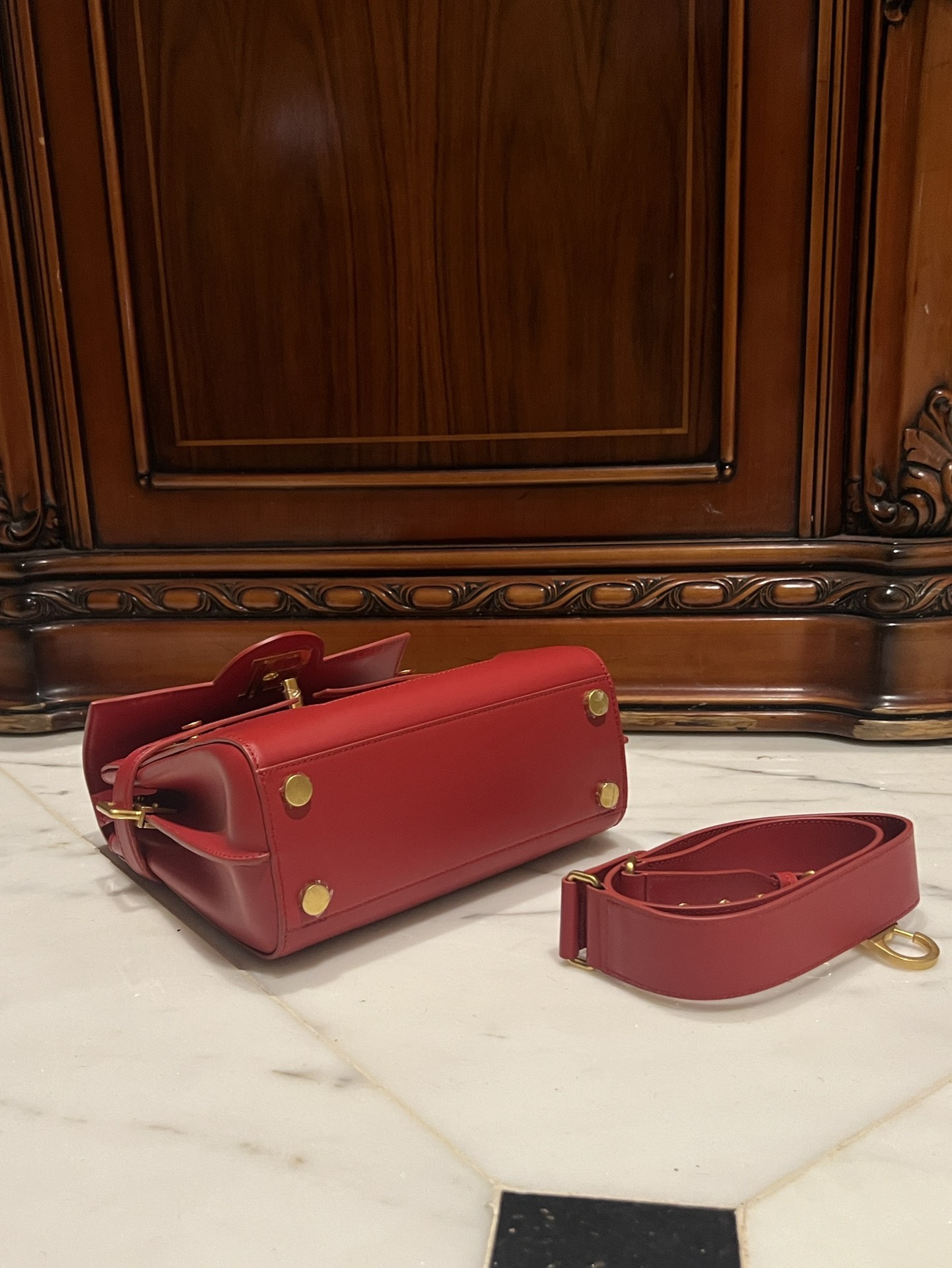 BALMAIN Bbuzz 23 Leather Shoulder Bag red Balmain BALMAIN 00279