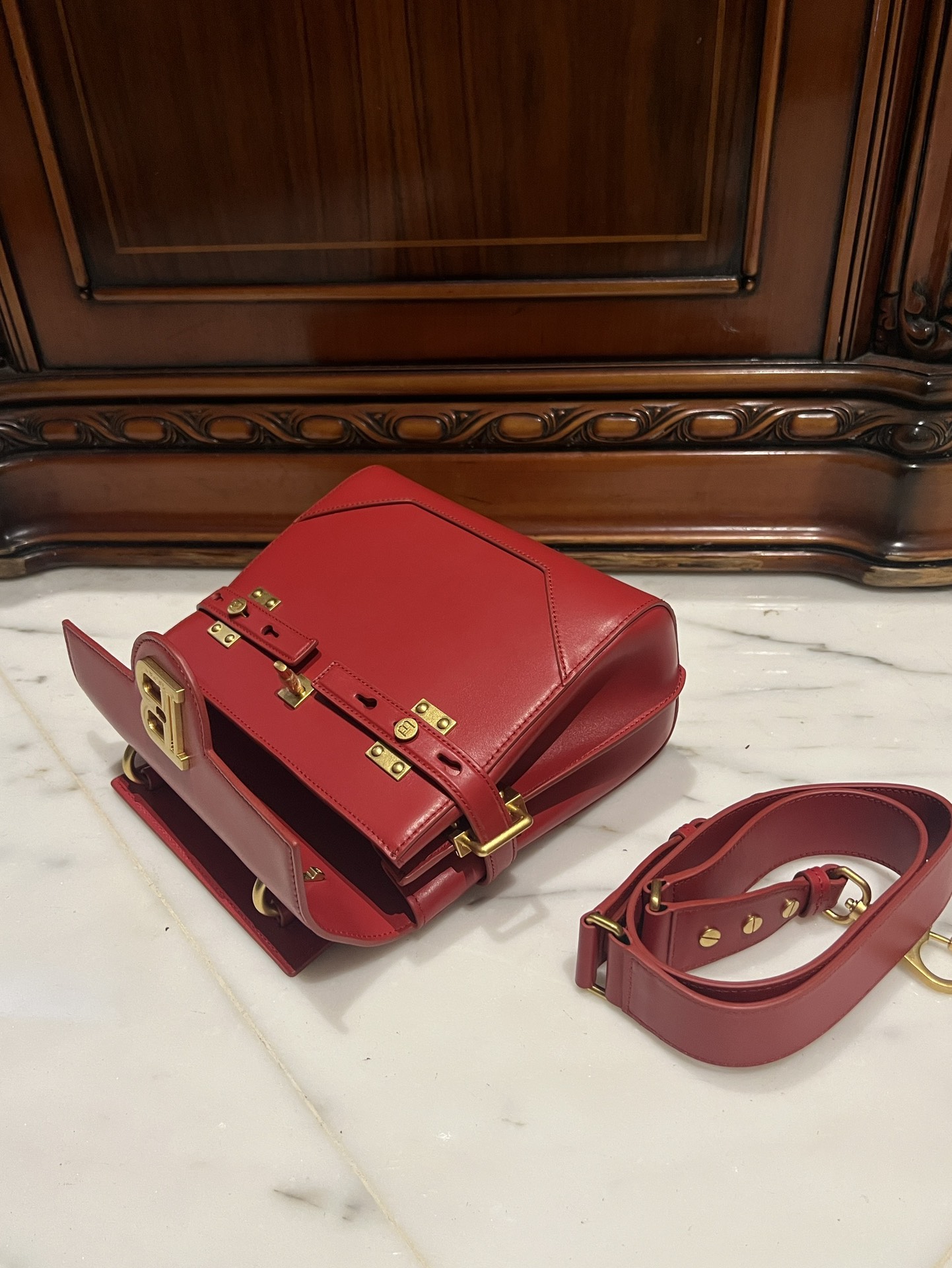 BALMAIN Bbuzz 23 Leather Shoulder Bag red Balmain BALMAIN 00279