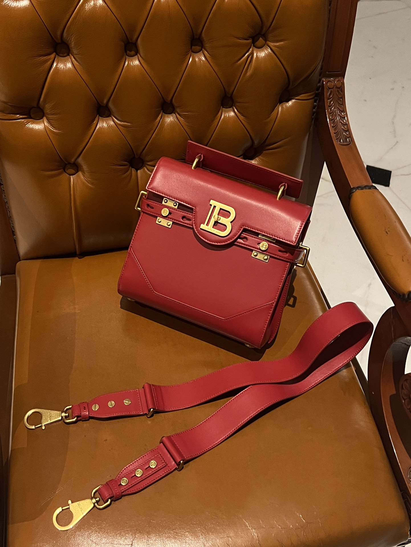 Bbuzz 22 Hobo Bag – Balmain – Red – Leather ref.723067BALMAIN 00289