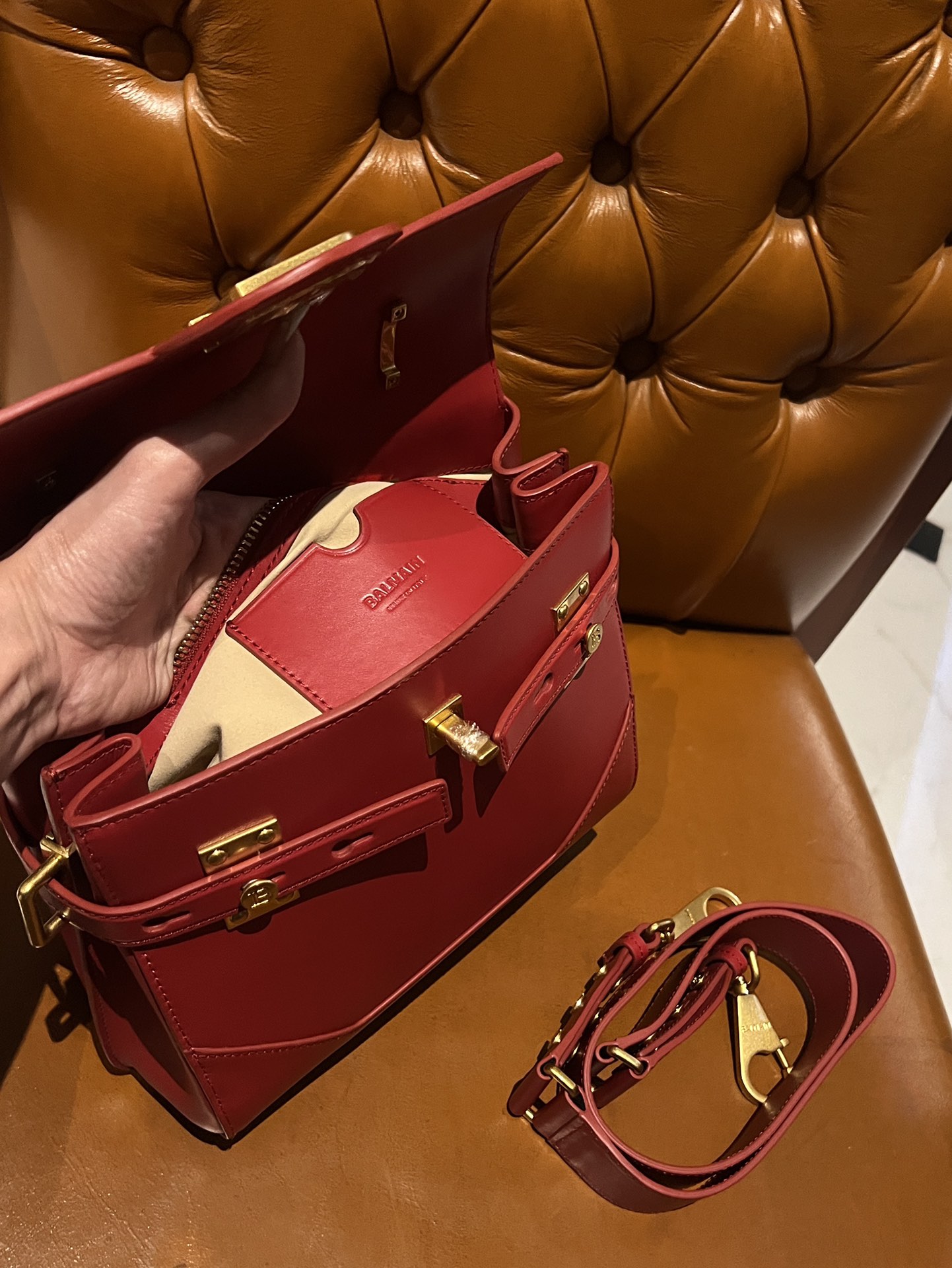 Bbuzz 22 Hobo Bag - Balmain - Red - Leather ref.723067BALMAIN 00289