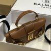 Balmain   - Blaze  leather baguette bag in brown with metal logoBALMAIN  0029