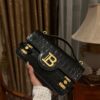 Balmain - B-BUZZ 24 black leather bag with metal logo