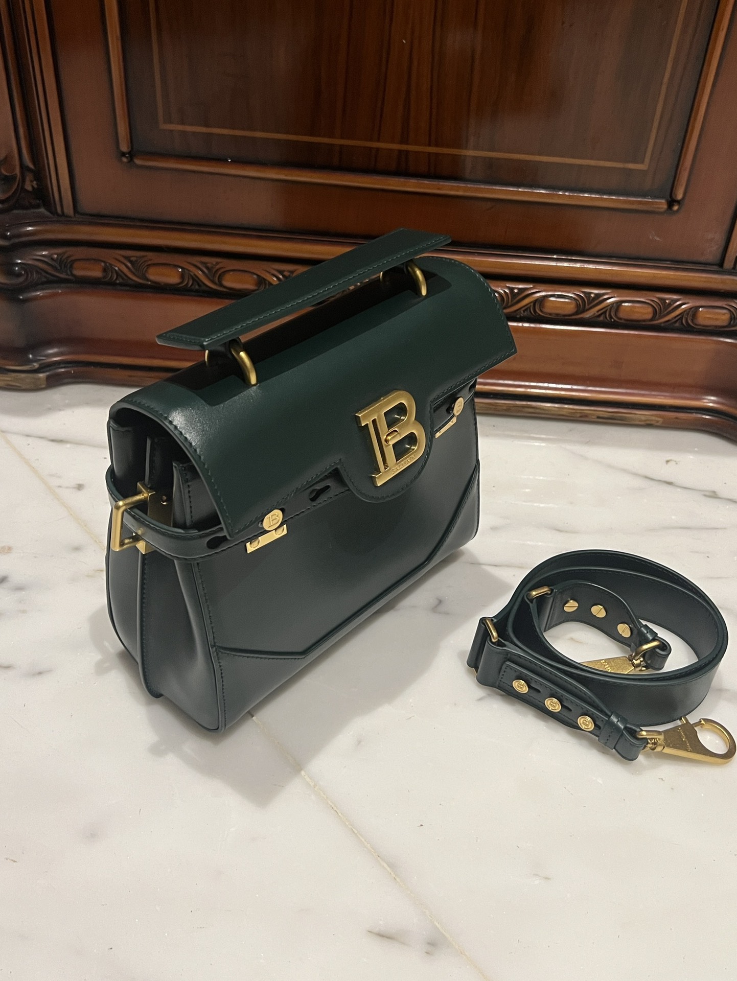 Balmain B-Buzz Leather Tote Bag | green|  BALMAIN 00299