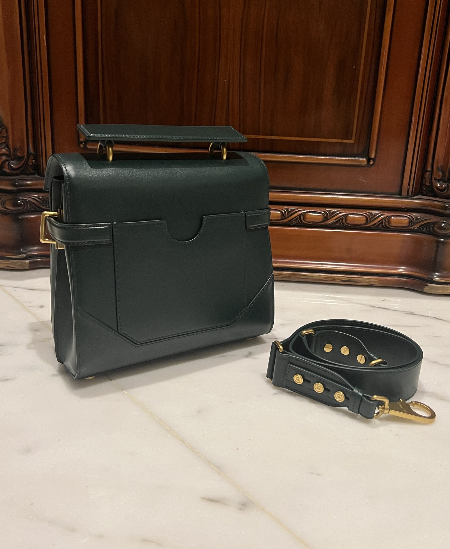 Balmain B-Buzz Leather Tote Bag | green|  BALMAIN 00299