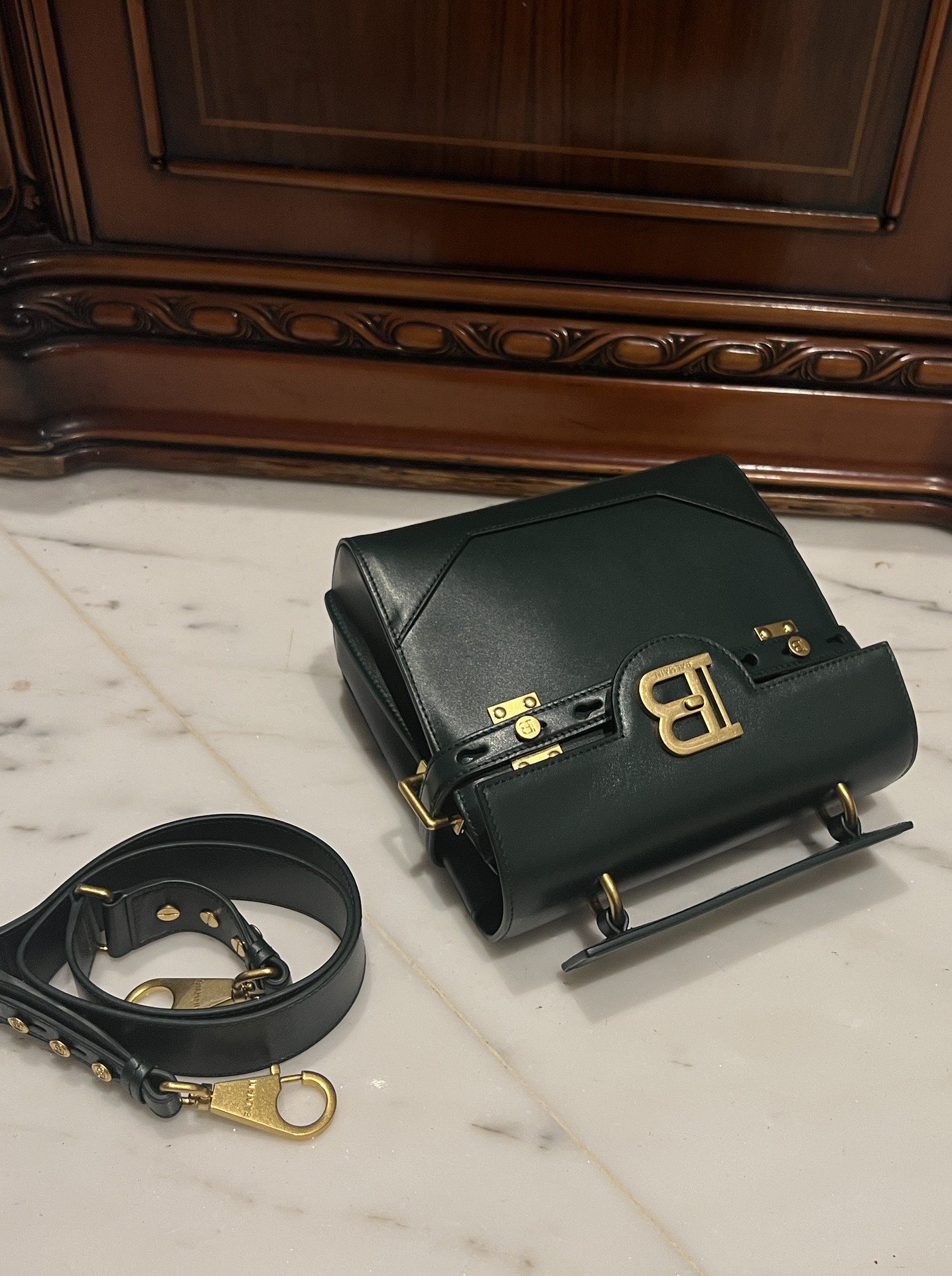 Balmain B-Buzz Leather Tote Bag | green|  BALMAIN 00299
