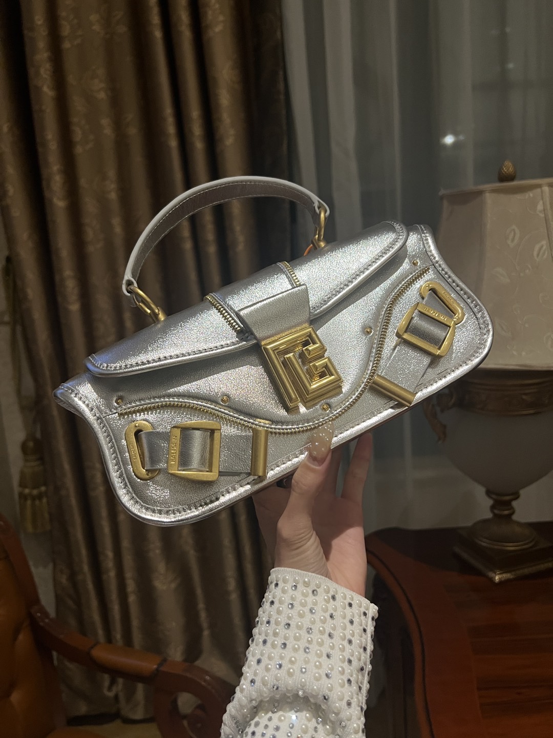 Balmain Blaze leather bag - silver - Women | YN0AE789LVCW0FA