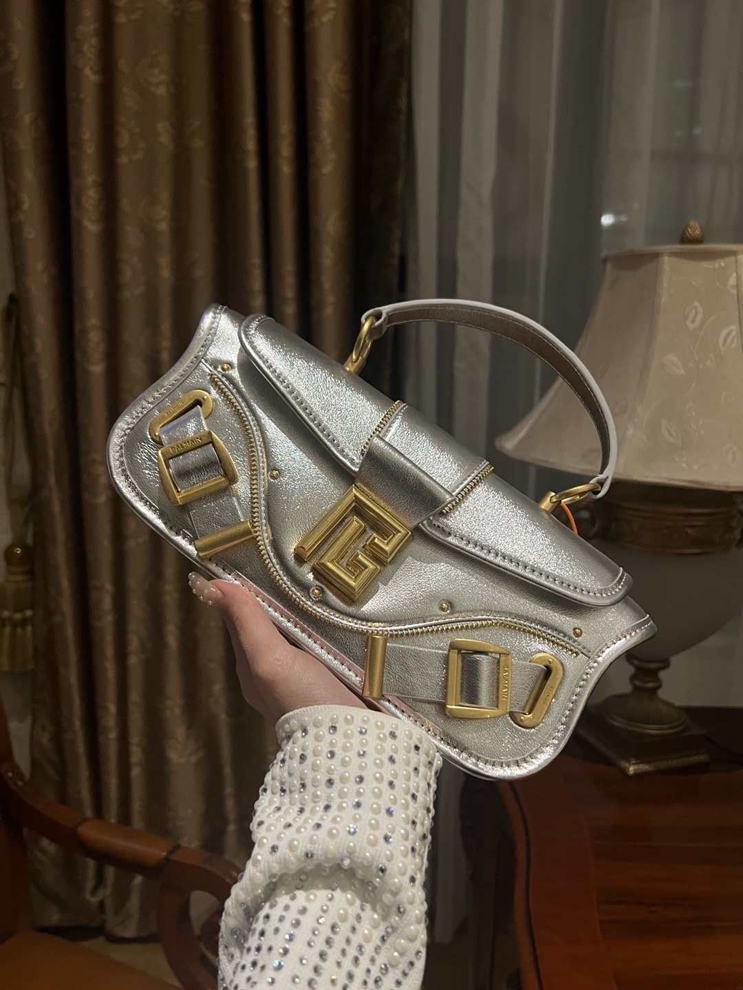 Balmain Blaze leather bag - silver - Women | YN0AE789LVCW0FA