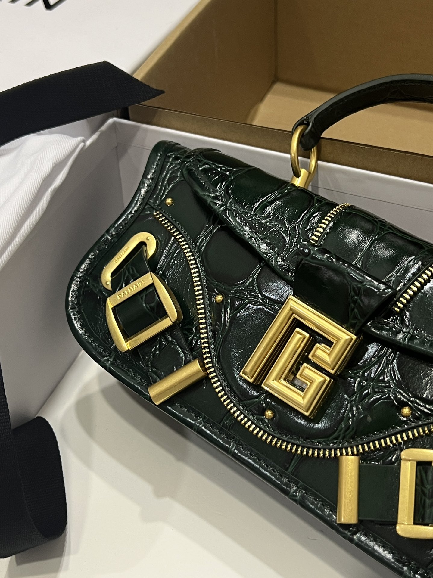 Blaze Small leather shoulder bag in black - Balmain |