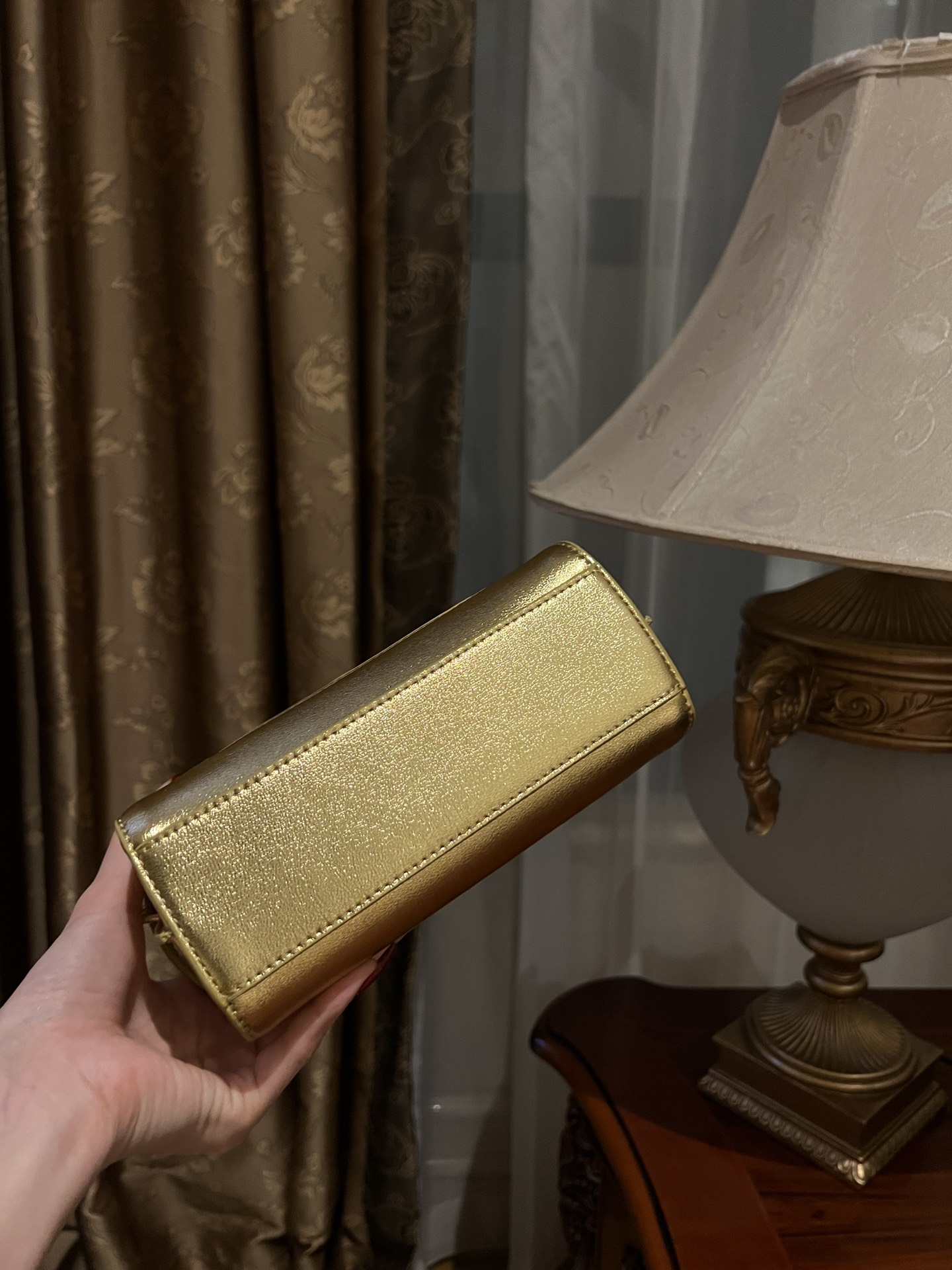 Buy Balmain gold B-Buzz 19 Baguette Bag in Metallic