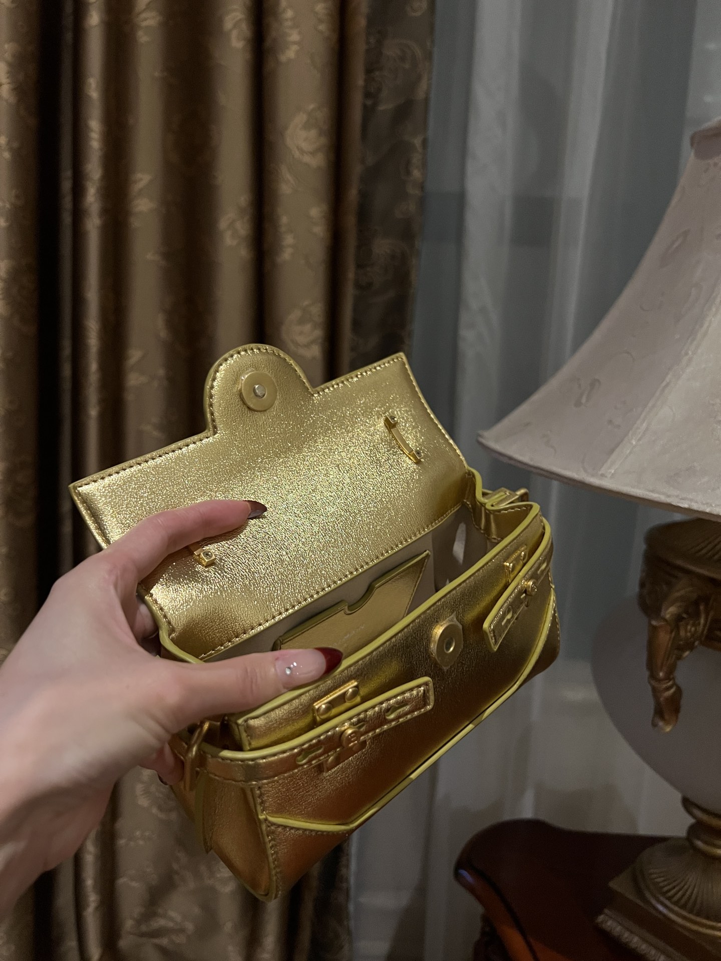 Buy Balmain gold B-Buzz 19 Baguette Bag in Metallic