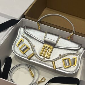 Balmain Leather Blaze Handle Bag w/Strap w/ Tags – silver