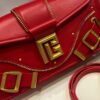 Balmain - Blaze red leather baguette bag with metal logo AN1AE795LSLX