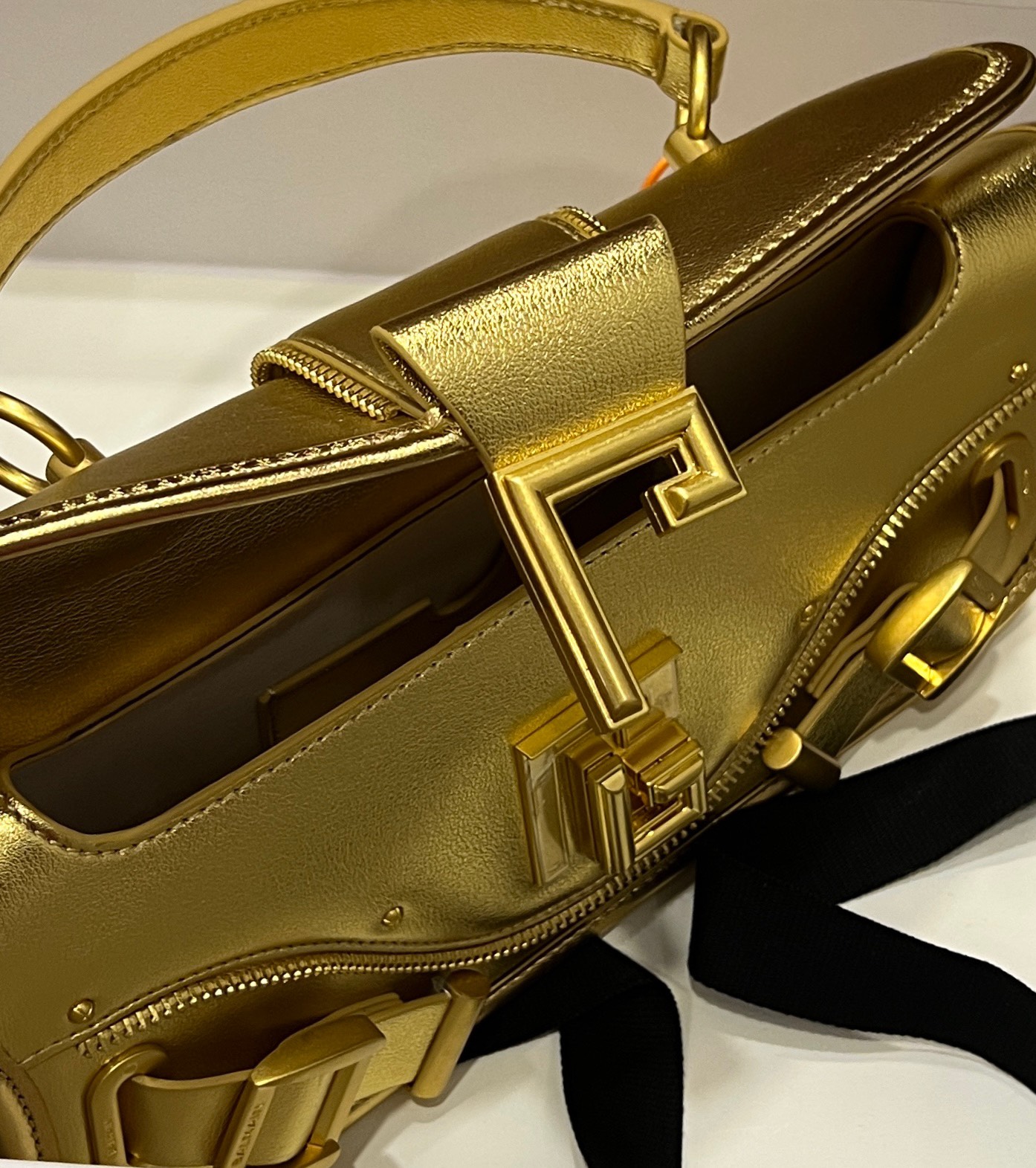 Balmain Leather Blaze Handle Bag w/Strap w/ Tags - gold