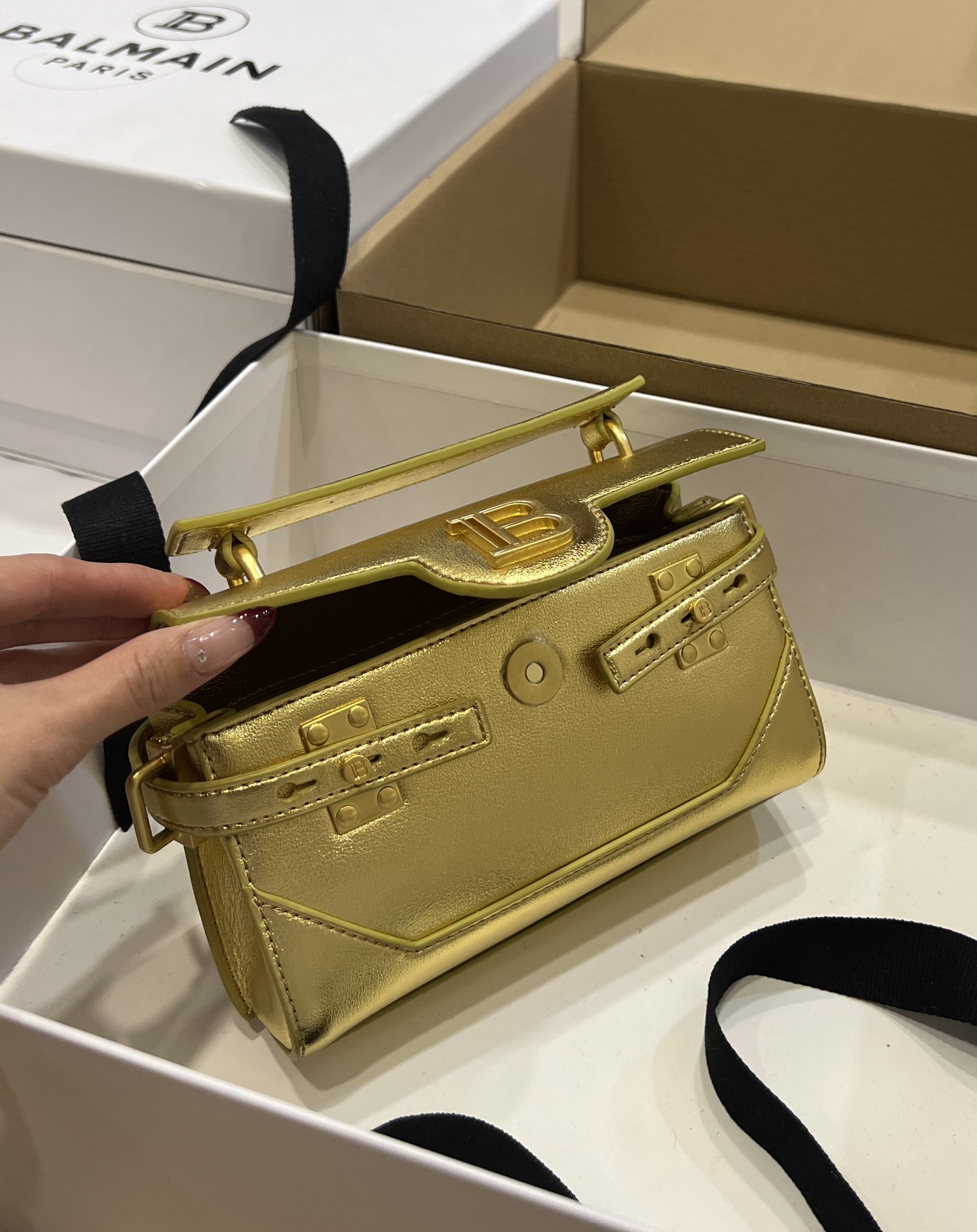 Balmain B-Buzz 18 Backpack - Gold Backpacks, Handbags -