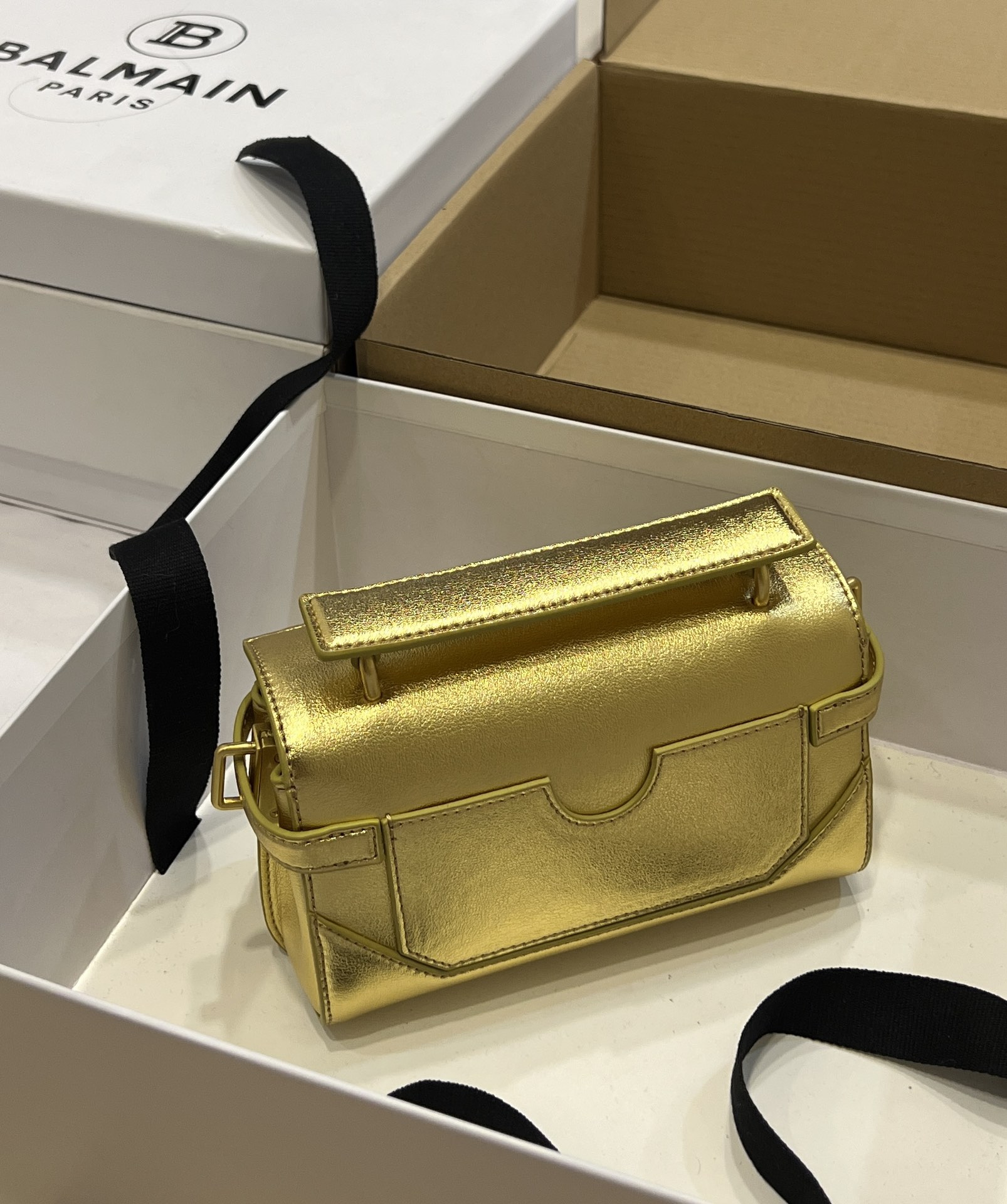 Balmain B-Buzz 18 Backpack - Gold Backpacks, Handbags -