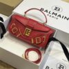 Balmain - Blaze red leather baguette bag with metal logo AN1AE795LSLX