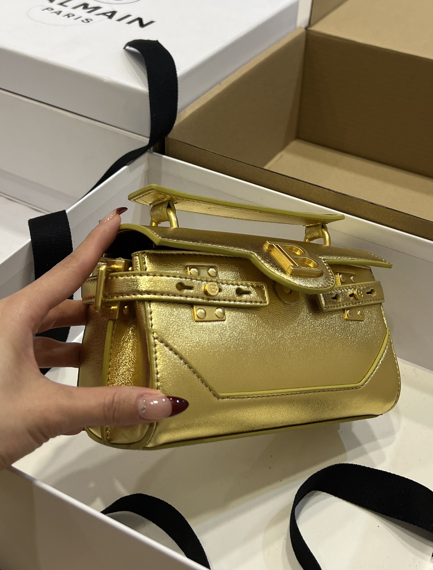Balmain B-Buzz 18 Backpack - Gold Backpacks, Handbags -