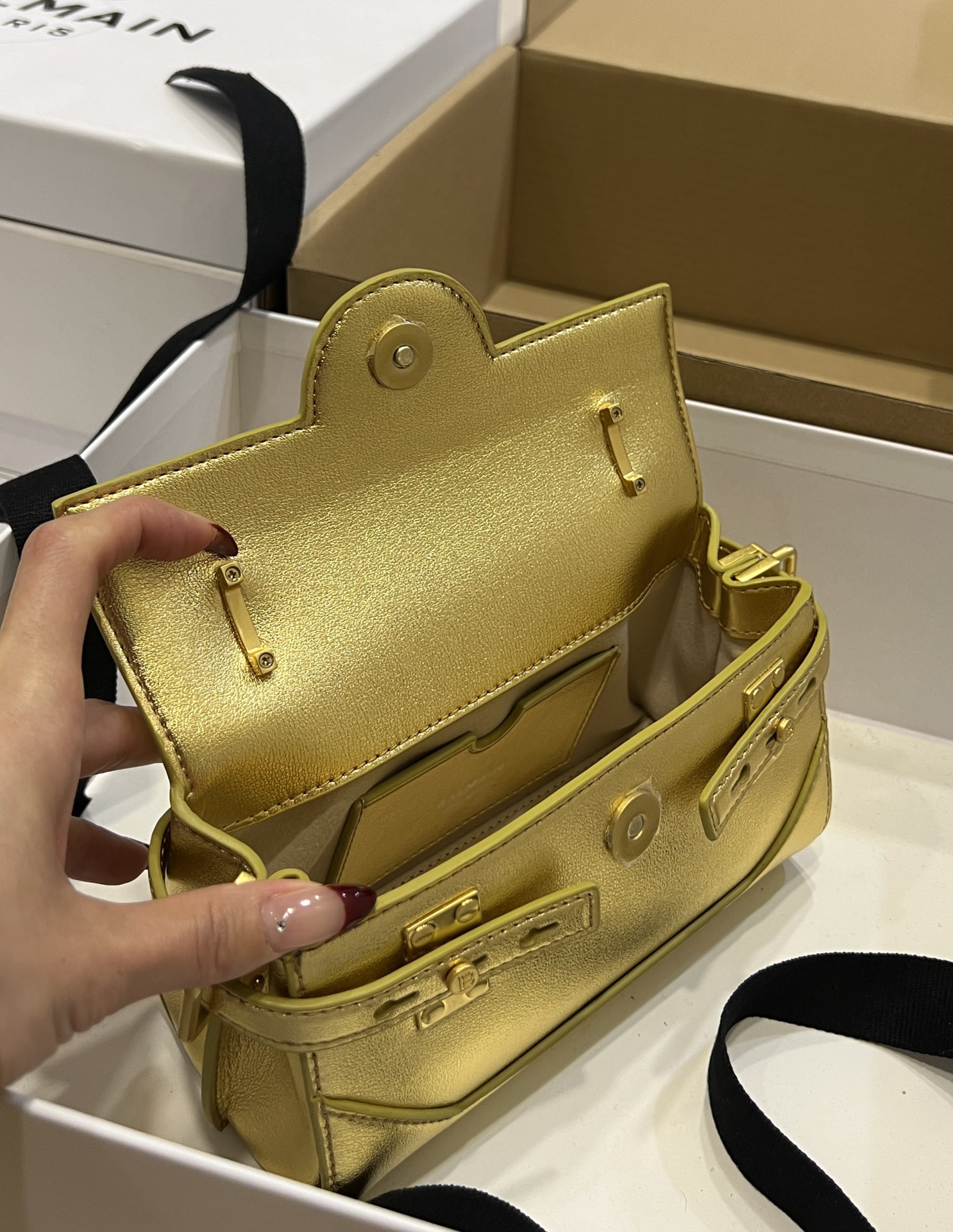 Balmain B-Buzz 18 Backpack - Gold Backpacks, Handbags -
