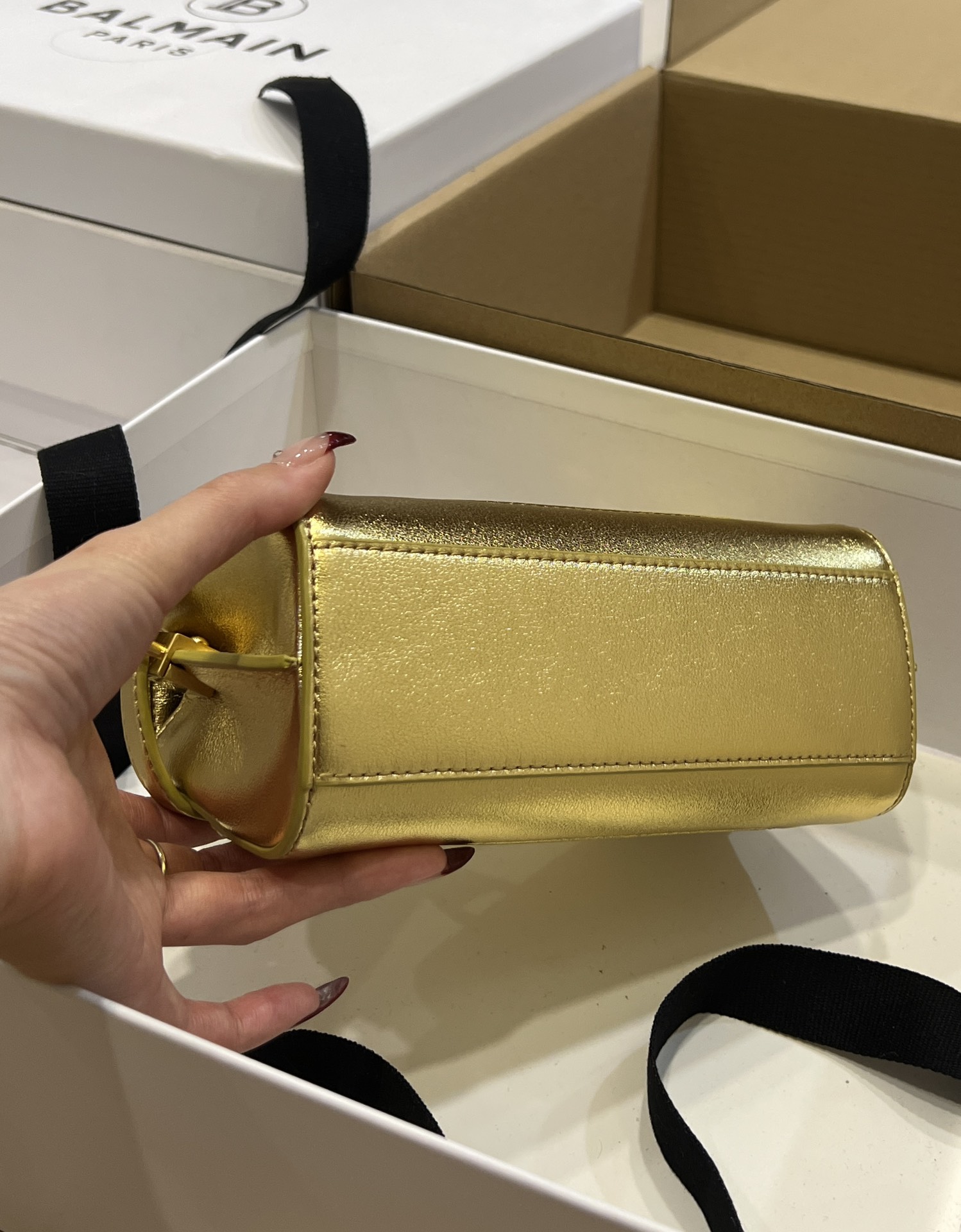 Balmain B-Buzz 18 Backpack - Gold Backpacks, Handbags -