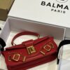 Balmain - Blaze red leather baguette bag with metal logo AN1AE795LSLX