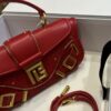 Balmain - Blaze red leather baguette bag with metal logo AN1AE795LSLX