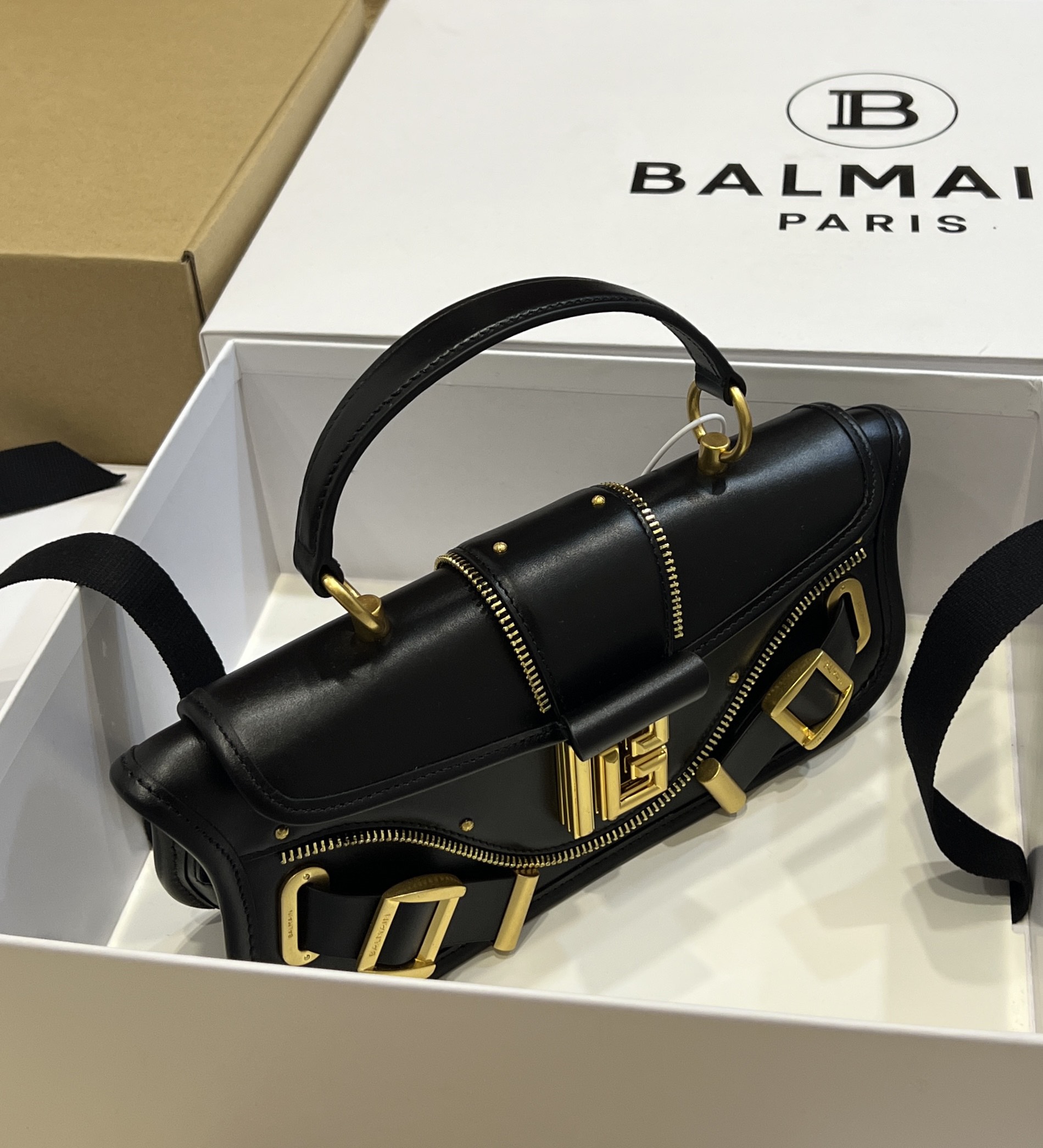 BALMAIN Blaze Buckled Leather Cross-Body Bag in BALMAIN  0069