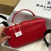 Balmain - Blaze red leather baguette bag with metal logo AN1AE795LSLX