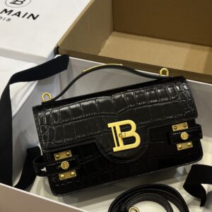 Balmain B-Buzz 24 grained monogram leather Shoulder bag – Women |