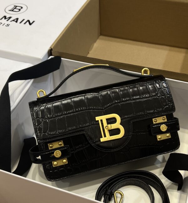 Balmain B-Buzz 24 grained monogram leather Shoulder bag - Women |