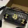 Balmain B-Buzz 24 grained monogram leather Shoulder bag - Women |