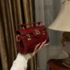 Buy Balmain red B-Buzz 19 Baguette Bag in Croc-embossed Leather For Women