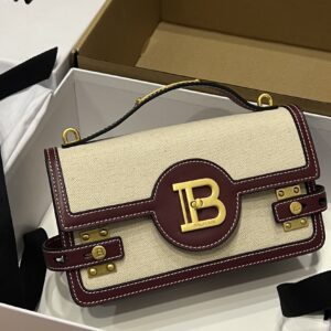 Balmain Beige & Brown B-Buzz 24 Canvas & Leather Bag |