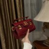 Buy Balmain red B-Buzz 19 Baguette Bag in Croc-embossed Leather For Women