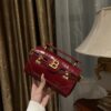 Buy Balmain red B-Buzz 19 Baguette Bag in Croc-embossed Leather For Women