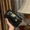 Balmain Black B-Buzz 19 Baguette Bag in Patent Croc-
