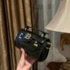 Balmain Black B-Buzz 19 Baguette Bag in Patent Croc-