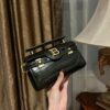 Balmain Black B-Buzz 19 Baguette Bag in Patent Croc-
