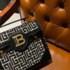 Balmain B-Buzz 23 bag in jacquard and leather black black - Women |
