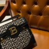 Balmain B-Buzz 23 bag in jacquard and leather black black - Women