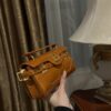 Balmain brown B-Buzz 19 Baguette Bag in Croc-embossed Leather For W