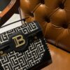 Balmain B-Buzz 23 bag in jacquard and leather black black - Women