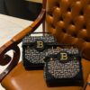 Balmain B-Buzz 23 bag in jacquard and leather black black - Women