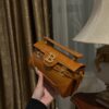 Balmain brown B-Buzz 19 Baguette Bag in Croc-embossed Leather For W
