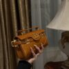 Balmain brown B-Buzz 19 Baguette Bag in Croc-embossed Leather For W