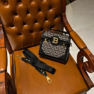 Balmain B-Buzz 23 bag in jacquard and leather black black – Women