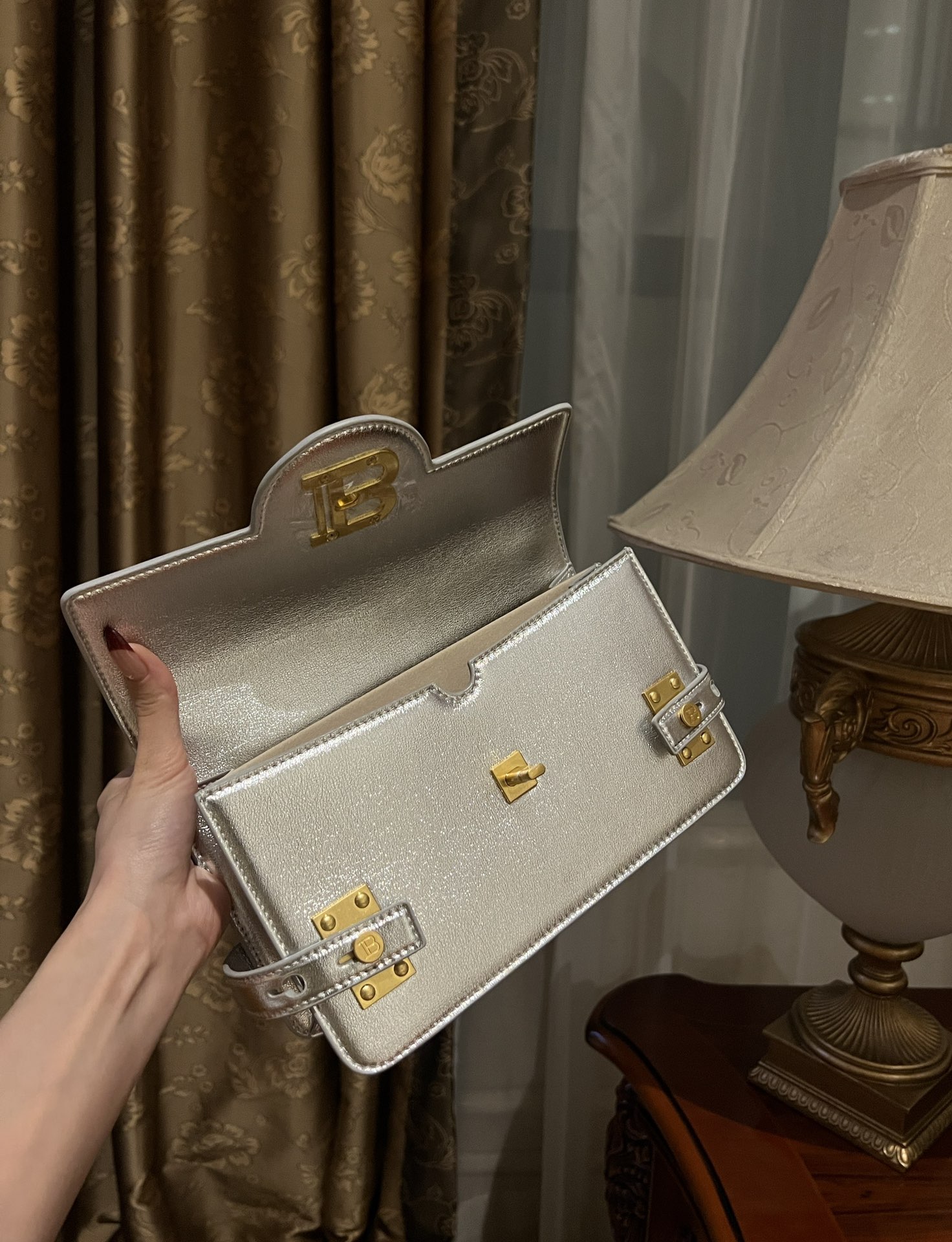 B-Buzz 24 Shoulder Bag - Balmain - Leather - silver