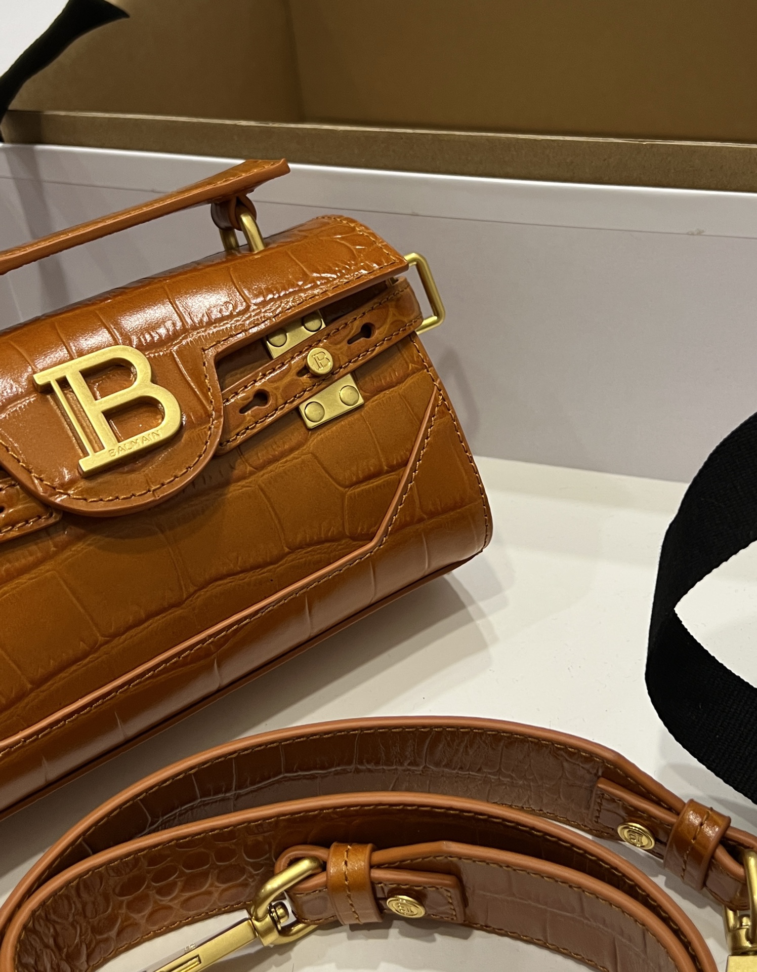 bag  Balmain Smooth brown Leather B-Buzz 19 Bag ...