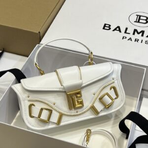 Balmain – Blaze Logo Baguette Bag in White BN1AE795LPSE –