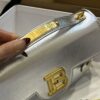 Balmain logo-plaque Leather Shoulder Bag in silver BALMAIN  0139