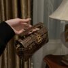 Balmain Brown Croc B-Buzz 19 Baguette Bag Balmain